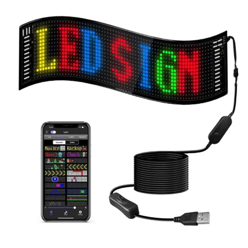 Painel De Pixel Matriz De LED , USB 5V Flexível Endereçável RGB Padrão Graffiti Rolagem Texto Animação Display Loja De Carros , Aplicativo Bluetooth