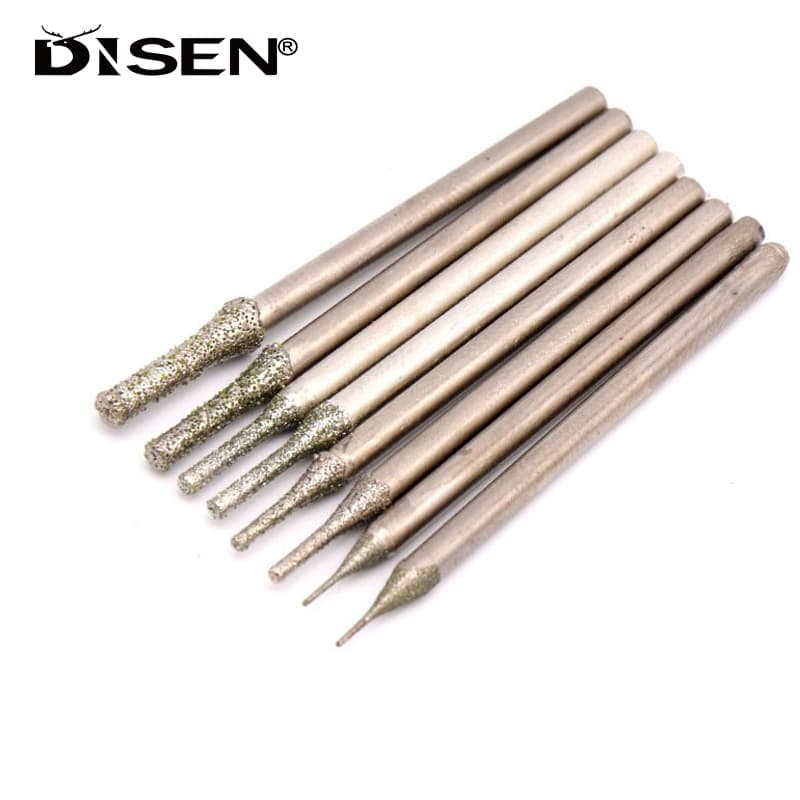 10Pcs Brocas Com Ponta Diamantada Revestidas Diamante Agulha De Perfuração Para Jóias De Azulejo Vidro Jade Metal Gemas De Ágata Diâmetro Da Haste2,35mm