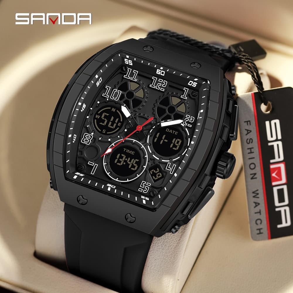 Relógio Eletrônico Masculino À Prova D'água SANDA Digital LED Homens Militares Esportivos De Pulso De Quartzo Top Brand Luxury Stopwatch 6157
