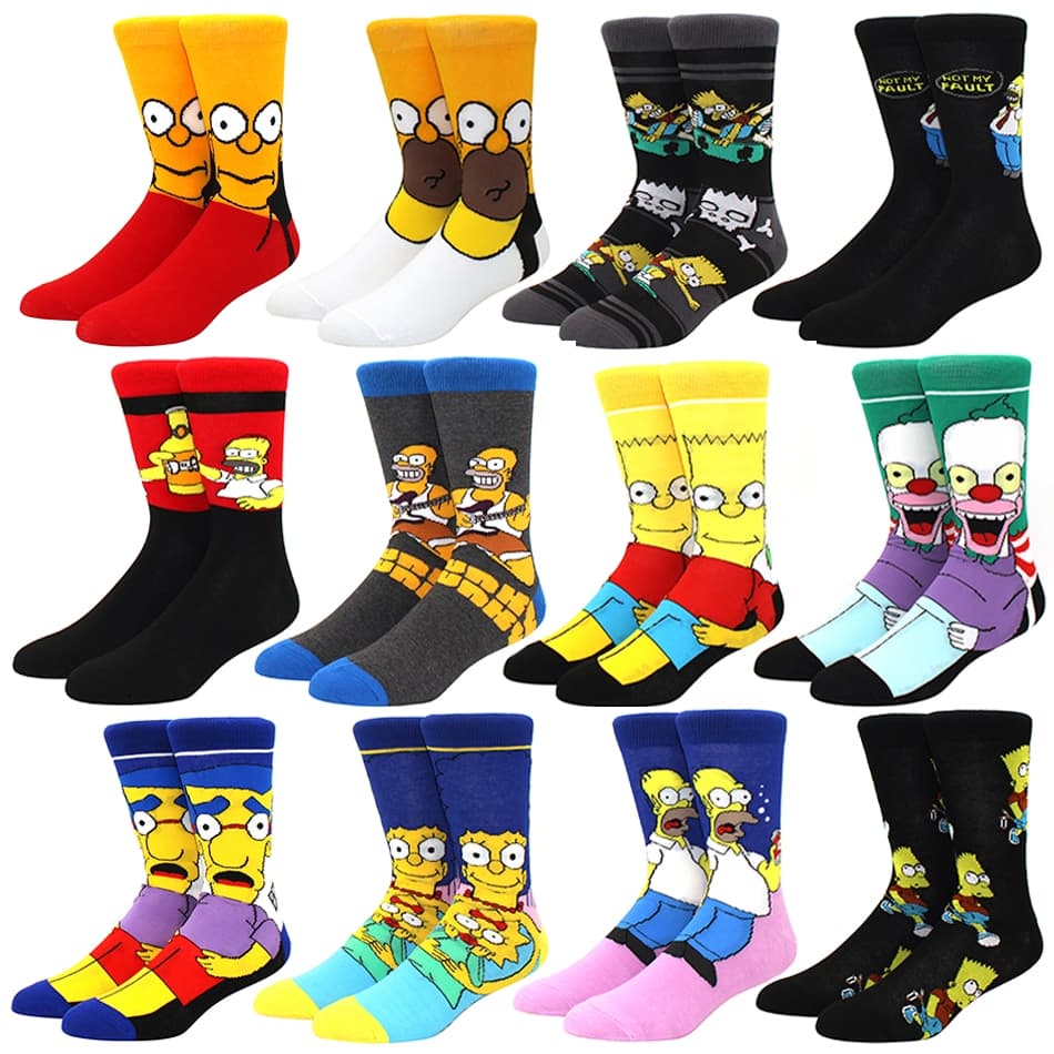Engraçado Dos Desenhos Animados Meias Masculinas Tendência Skate anime casual Senhoras Tamanho Ue 36-43