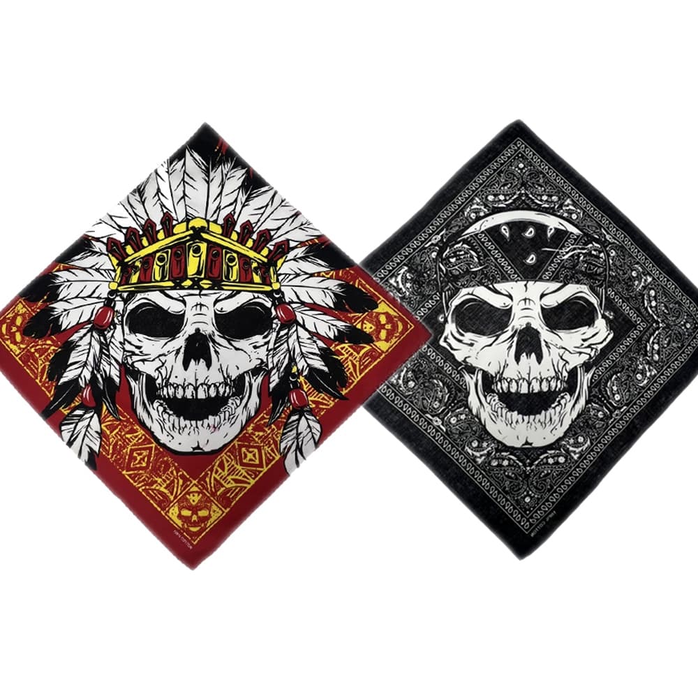 Lenço Quadrado 100 % Algodão Bandana Moda Hip Hop 55cm * 55cm Preto Vermelho Fita De Cabeça Impressa Para Mulheres/Meninos/Meninas