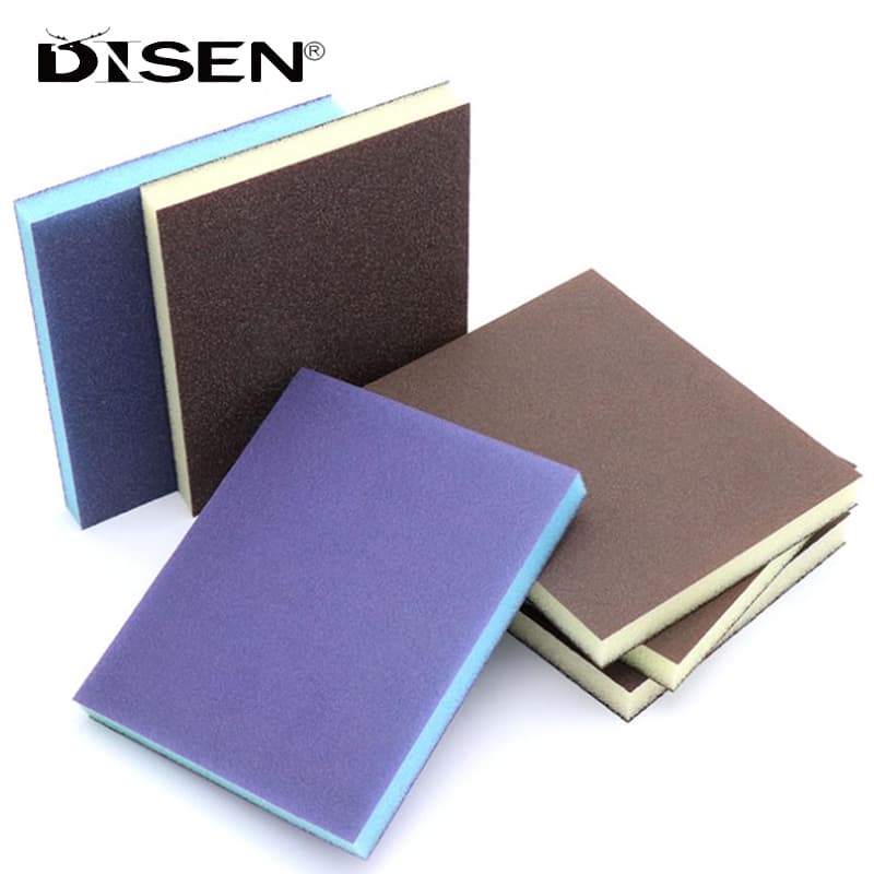 Lixa Para 5 Pcs Esponja Média Grão Fino Bloco De Esponjas Metal Madeira Vidro Lavável E Reutilizável Cinza/Azul