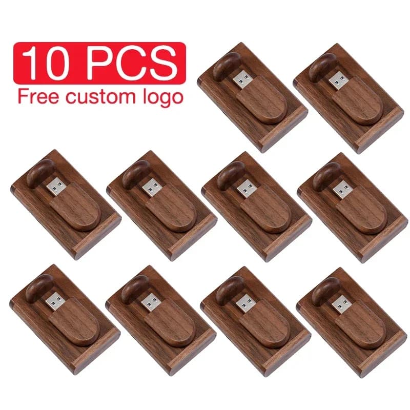 JASTER 10 Pçs/Lote Logotipo Grátis USB 2.0 Flash Drive 128GB De Madeira Com Caixa Pen 64GB Pendrive Para Presente De Cas