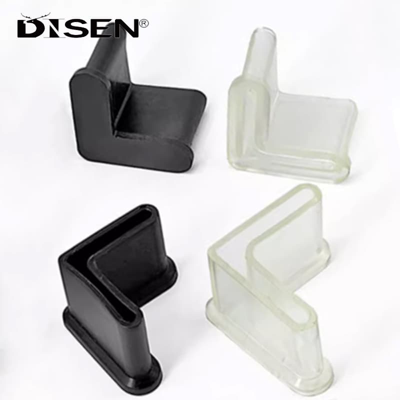 4Pcs Tipo L Base De Borracha Almofada Protetora Para Os Pés Manga Antiderrapante De Cama De Ferro Cobertura Com Ranhuras Em Ângulo Triangulares