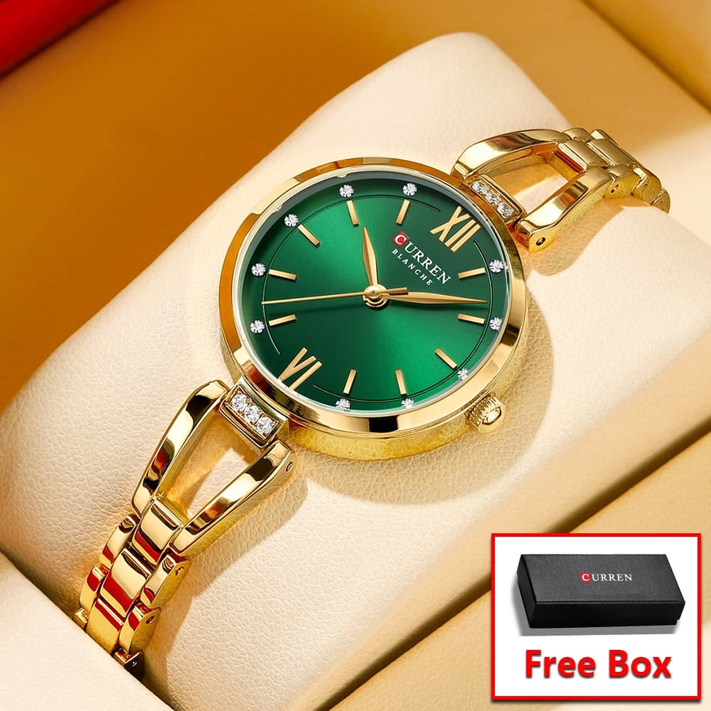 Relógio Original CURREN Feminino Novo Genuíno De Aço Inoxidável Pequeno Discador Moda Simples De Lazer Negócios Esportivos Quartzo Analógico À Prova D'água 9092