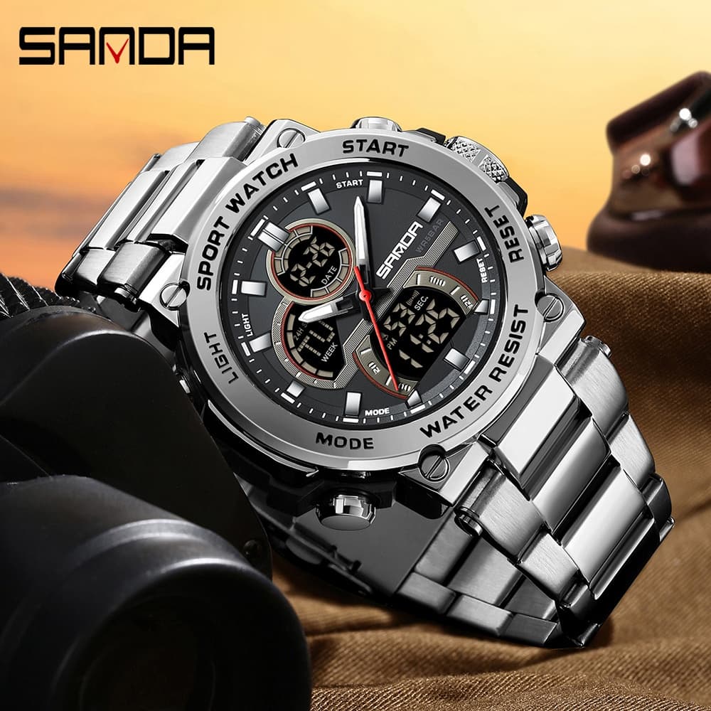 Relógio Militar De Quartzo SANDA Fashion Round Men Casual Analógico Criativo Digital Top Brand Luxury Chronograph