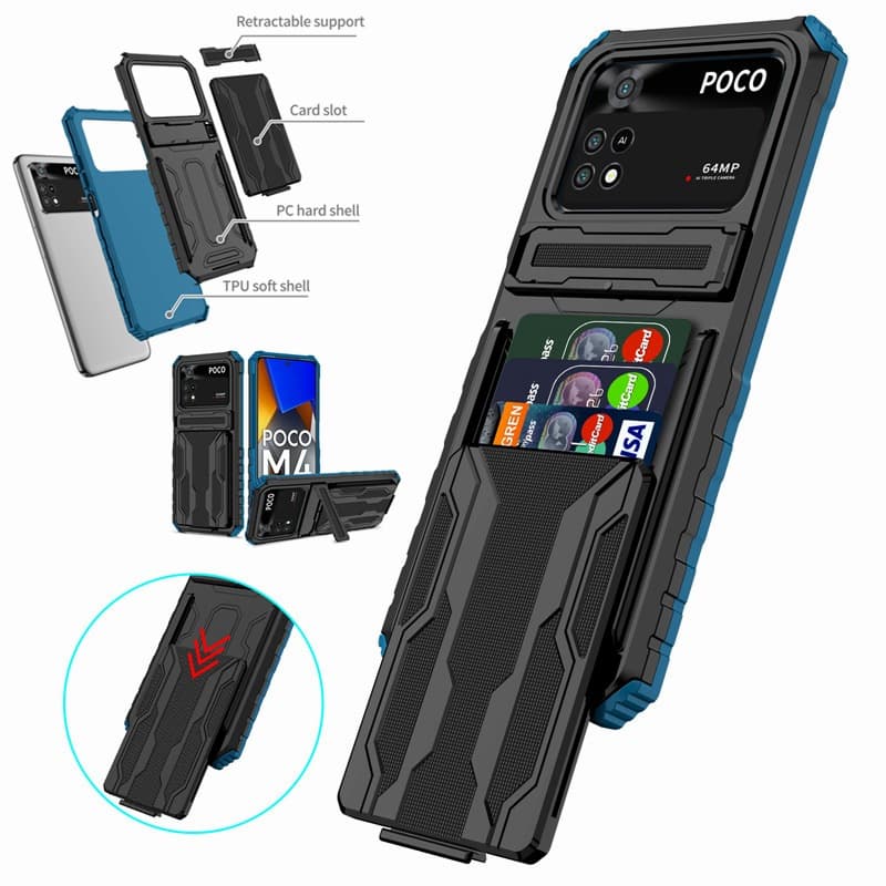 Para Xiaomi Poco M3 M4 X3 X4 X5 Pro 4g/5g Capa Do Porta-Cartões Telefone À Prova De Choque