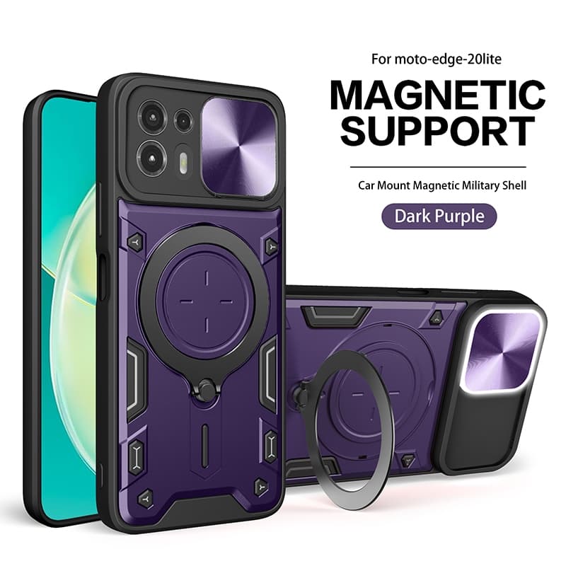 Capa De Telefone Motorola Moto Edge 20 Lite Com Suporte De Rotação Magnética