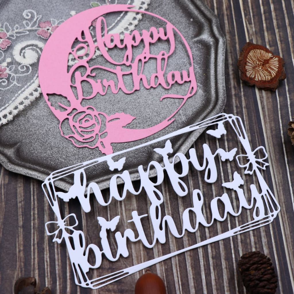 4 Estilos De Cortes De Feliz Aniversário De Metal Die Cuts for Scrapbooking , Estêncil De Estampagem Artesanal De Bricolagem