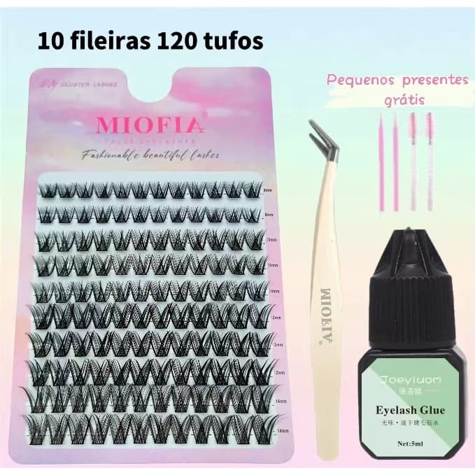 10 linhas de 120 tufos 3D cílios postiços, DIY natural cílios conjuntos, cílios postiços reutilizáveis