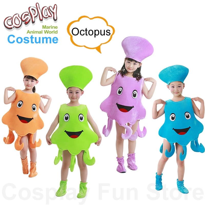 Fantasia de Cosplay de Polvo para Crianças, Traje de Performance de Animais Marinhos de Anime, Conjunto de Roupas de Vid