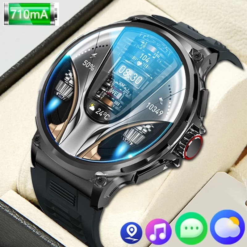 Novo 1.85 Polegadas Ultra HD Relógio Inteligente Masculino 710mAh GPS Pista Bluetooth Chamada Grande Bateria Esportes Ra