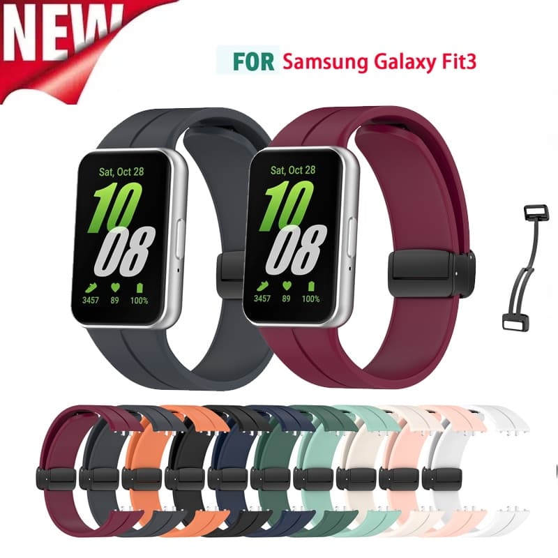Pulseira De Fivela Magnética De Silicone Para Samsung Galaxy Fit3 Fit 3 SM-R390 Relógio Colorida Doce Esportiva
