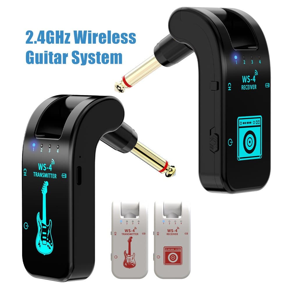 WS-4 Sistema De Guitarra Sem Fio De 2,4ghz Recarregável 8 Canais Receptor De Transmissor De Áudio Para Instrumentos Elétricos De Graves