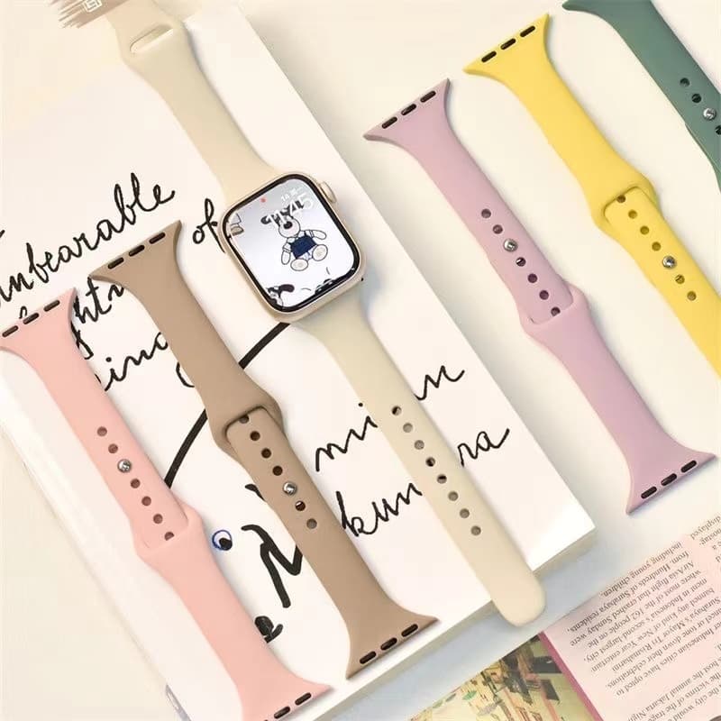 【 23 Cores 】 Candy Fivela De Silicone Fina Para Iwatch Band 49mm 45mm 41mm 44mm 40mm 38mm 42mm Metal Pulseira Flexível Series 9 8 7 6 5 SE 4 3 Casual Respirável Estilosa