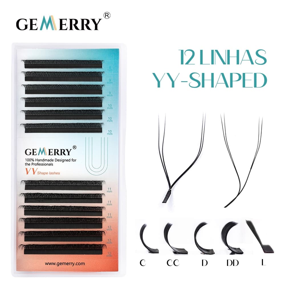 Gemerry YY Shaped 0,07mm Extensão De Cílios Falsos Mink Natural Fãs Prefabricados À Mão Suprimentos Ferramentas Volume