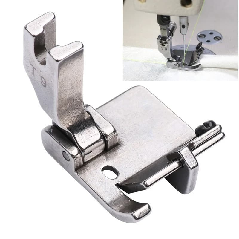 Pé T9 Calcador+ Haste parafuso Com Ajustável Borda De Bainha Para Máquina De Costura Industrial