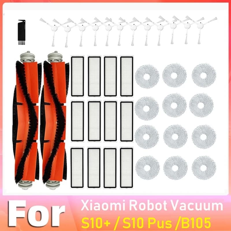 (Modelo compatível) Xiaomi Robot Vácuo S10 + / S10 Plus / B105 Escova Principal , Malha De Filtro Lateral , Esfregão