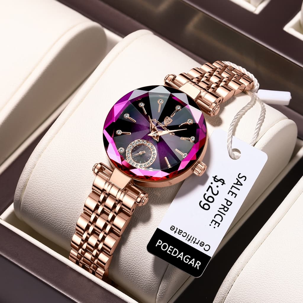 POEDAGAR Luxo Diamante Senhoras Relógio Relógios De Quartzo Para Mulheres Aço Inoxidável Femininos Originais De Alta Qua