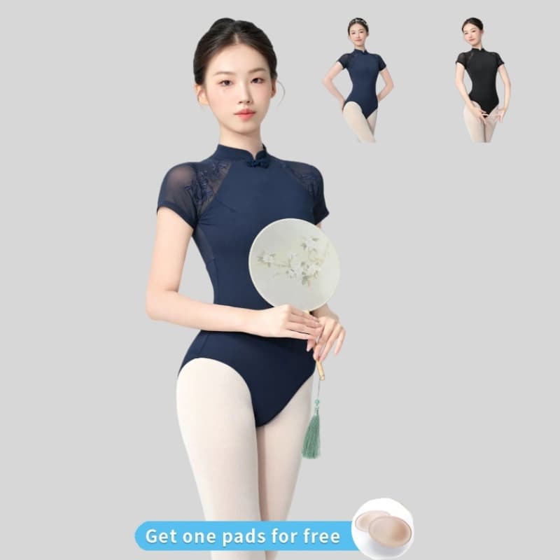 Leotards De Dança Adulto Manga Curta Prática De Ballet Feminino Novos Ginástica Chinesa De Colarinho Em Pé