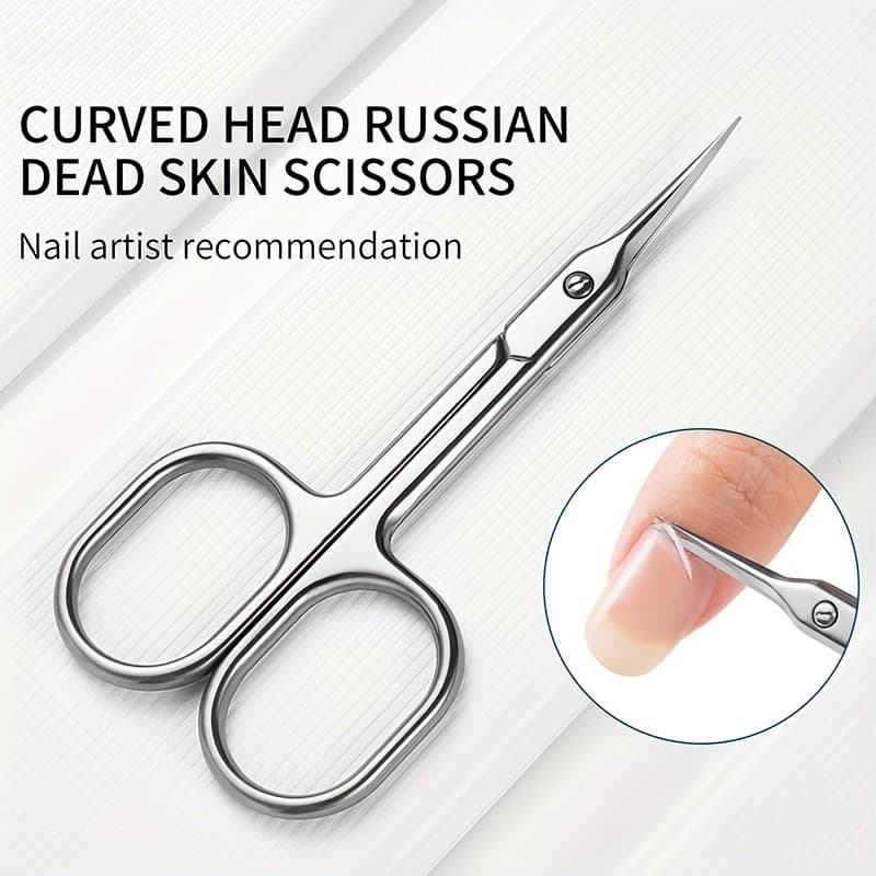 Tesoura Russa De Manicure Corte De Cutículas Ponta Curva Pedicure Profissional De Aço Inoxidável Removedor De Pele Morta