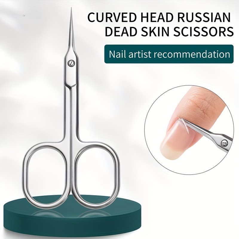 Tesoura Russa De Manicure Corte De Cutículas Ponta Curva Pedicure Profissional De Aço Inoxidável Removedor De Pele Morta