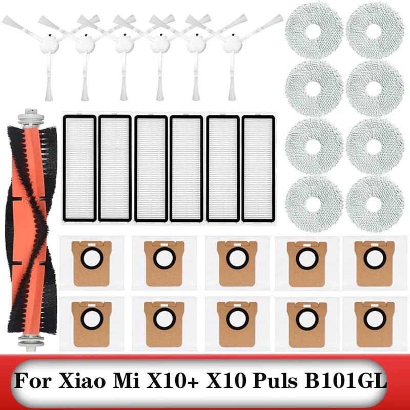 (Modelo compatível) Xiaomi Robot Vácuo X10+ / X10 puls B101GL  mais Malha Filtrante, Saco de Pó, Escova de Rolo