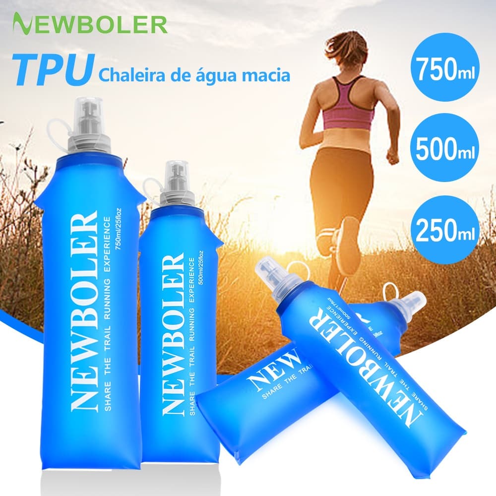 Newboler 750ml 500ml 250ml TPU Frasco Macio De Água Dobrável Saco Pacote De Hidratação Reutilizável Para Caminhadas De Acampamento Esportivo Ao Ar Livre