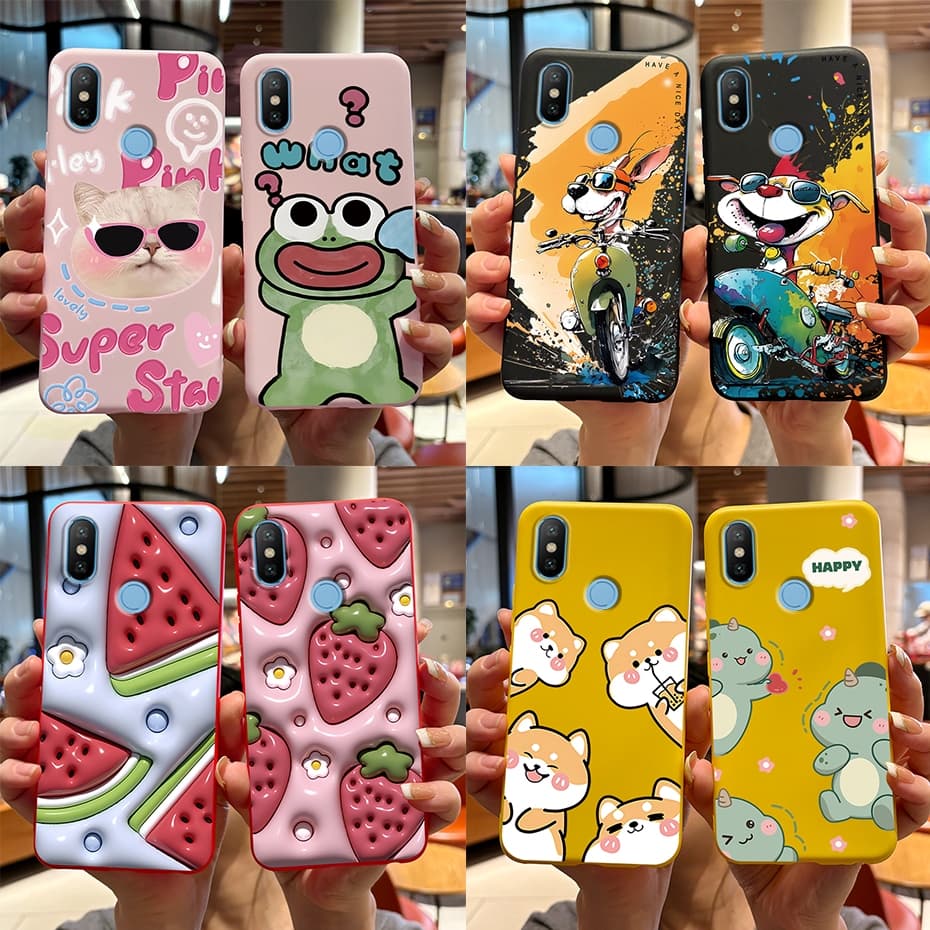 Para Xiaomi Mi A2/Lite Case Matte Novo Desenho Animado Capa De Silicone Macia MiA2 A 2 Phone Casing