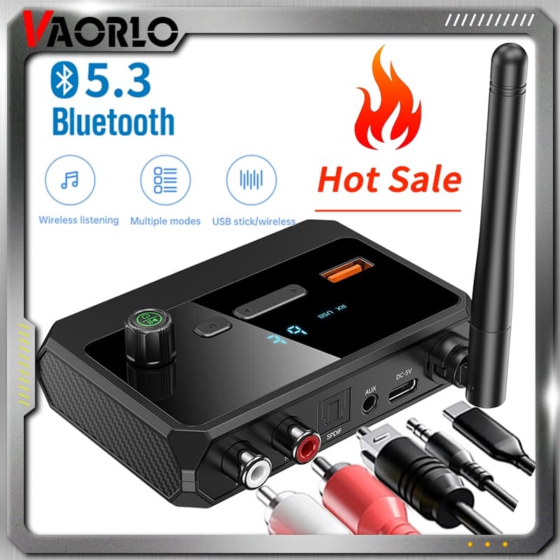VAORLO Multifuncional Bluetooth5.3 Receptor De Áudio HIFI 3D Estéreo 3.5MM AUX RCA Suporte U-Disk Para Alto-Falante Com Fio Amplificador Do Kit De Carro