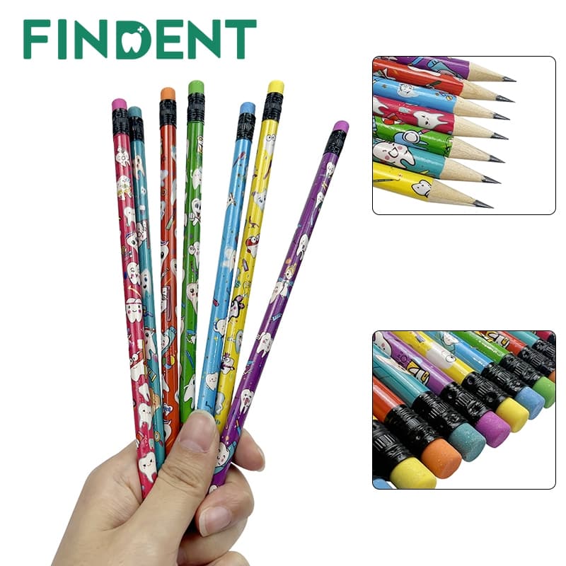 50pcs Lápis Fofinhos Para Crianças Pacotes De Chumbo Meninas Estudantes De Escola Desenho Animado Padrão Dentista Acessórios Odontológicos Presentes