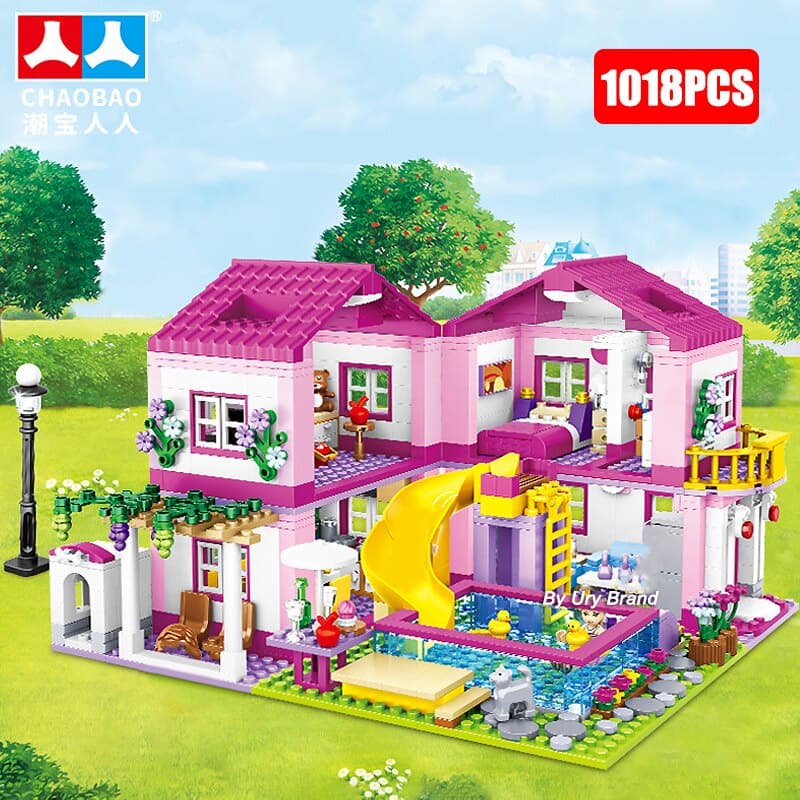 1018 pçs compatível Lego menina princesa bloco de construção brinquedo conversível verão Villa montagem educacional brinquedo jogar casa castelo presente