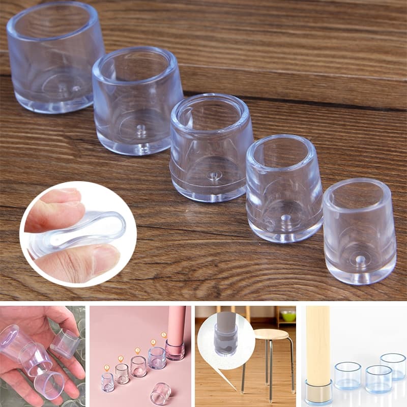 Capas De Cadeira 4pcs/set Pés De Móveis De Silicone Redondo Mesa Meias Furos Protetores De Piso