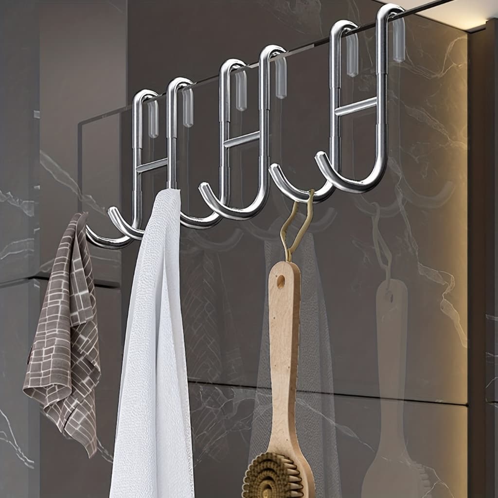 Gancho De Toalha Para Porta De Chuveiro Aço Inoxidável Banheiro Sobre Pendurar Roupas Casa Utilitário