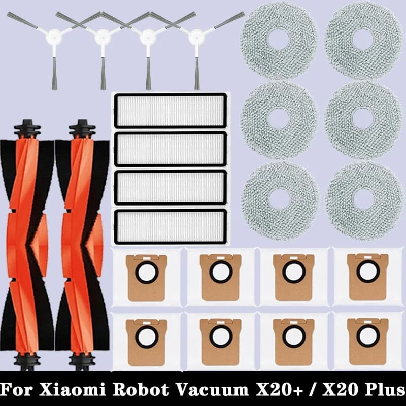 (Modelo compatível) Xiaomi X20+ / X20 Plus sweeping robot main brush, side brush filter, mop, dust bag