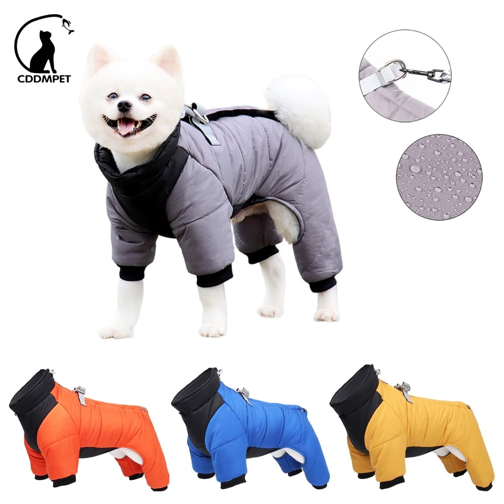Macacão Impermeável De Inverno Para Cachorro Casaco Roupas Animais De Estimação Jaqueta Quente Com Anel D