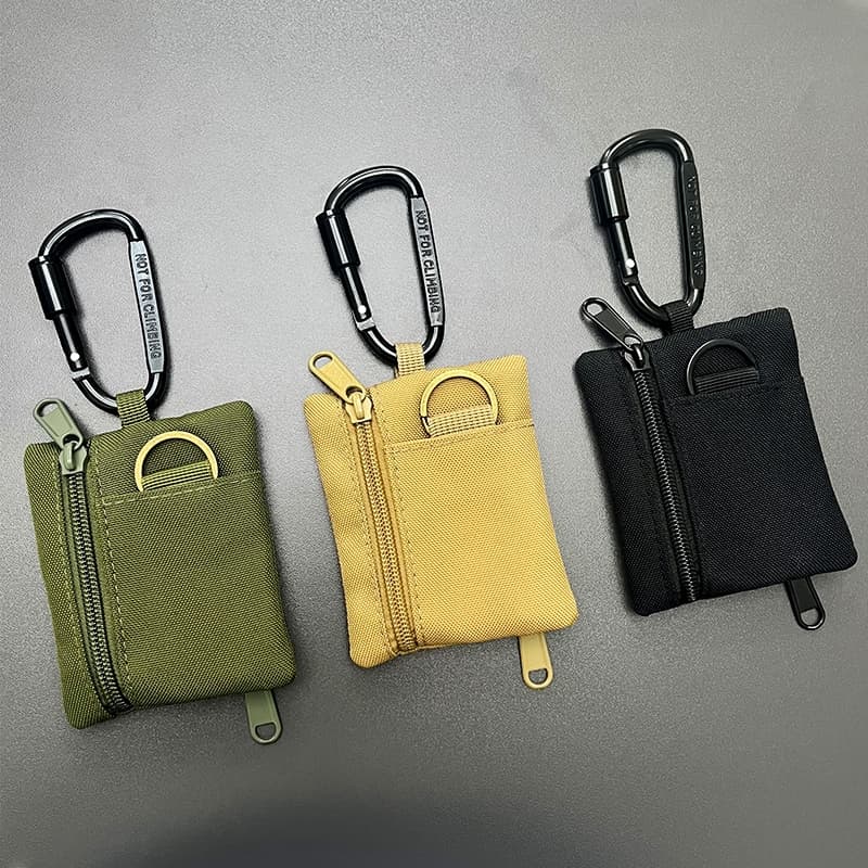 Porta-carteiras japonês Mini bolsa de moedas Mosquetão de lona Carteira pequena com zíper Bolsa esportiva para jovens ao ar livre Bolsa pequena