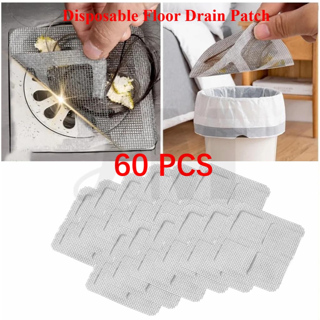 60Pcs Piso Descartável Patch Dreno Anti-Bloqueio Tela Filtrante De Cozinha Adesivo De Filtro Acessórios De Banheiro