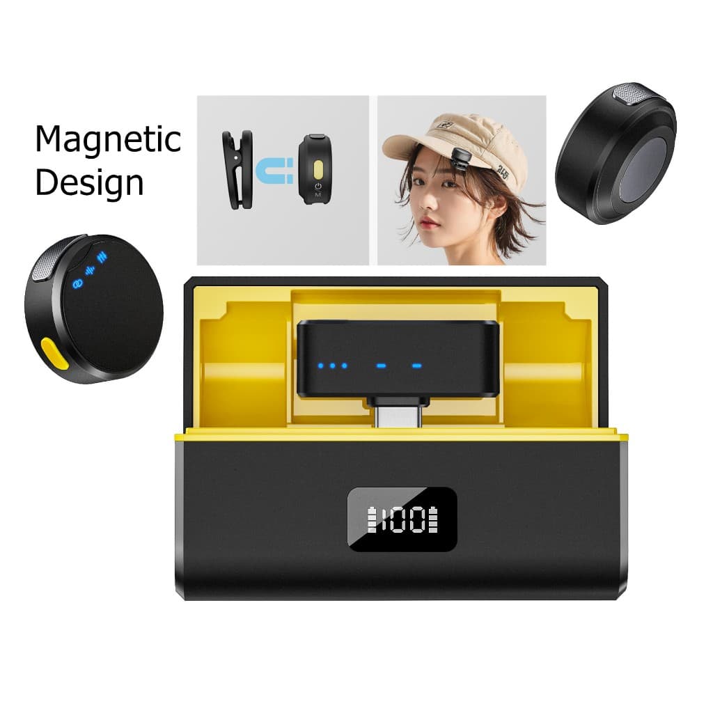 M9 Microfone Magnético Sem Fio Lavalier Para iPhone Tipo c Telefone Mini Cancelamento De Ruído Gravação De Vídeo