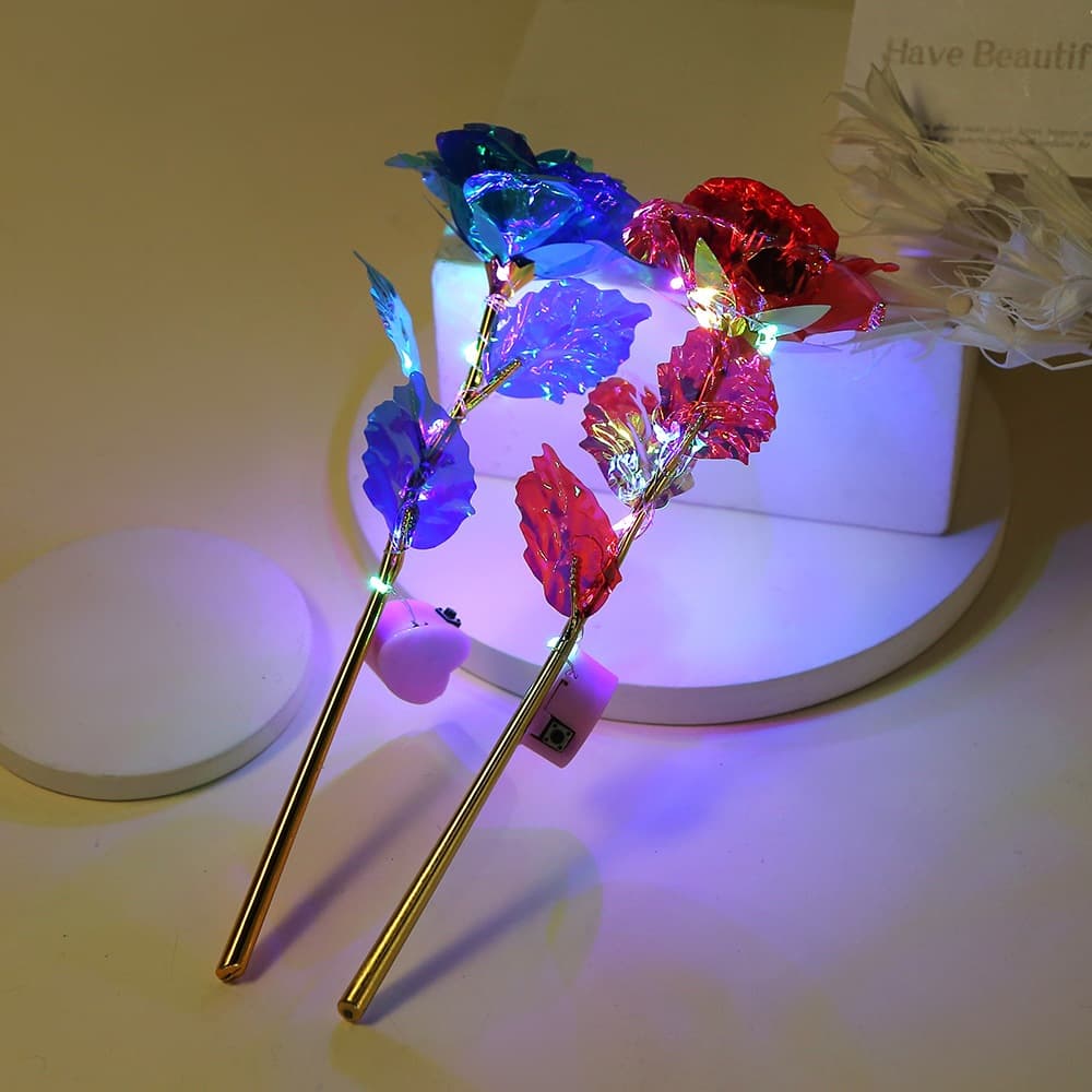 Flores Artificiais Rosa Vermelha Eterna Brilhante De Folha De Ouro 24K Falsas Para Namorada Presentes De Férias No Dia Dos Namorados