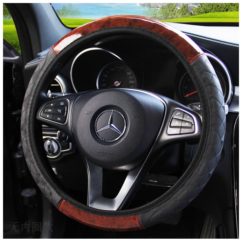 1Pcs Universal Wooden Pattern PU Padrão De Madeira Capas De Couro Para Direção De Rodas De Carro Acessório Criativo De Interior De Automóveis