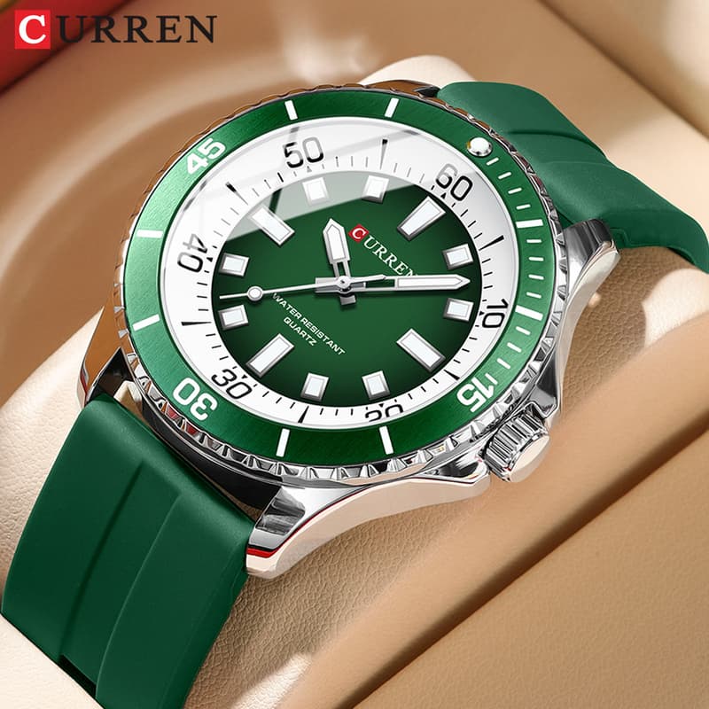 Novo Relógio CURREN Masculino Marca Original Ponteiro Luminoso Autêntico De Silicone Moda Simples Casual Empresarial Desportiva Quartzo À Prova D'água 8448 X