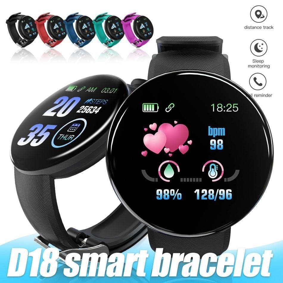 D18 Smartwatch Tela Colorida Relógio De Pulso De Esportivo Unisexo # 1111BigChristmasSale