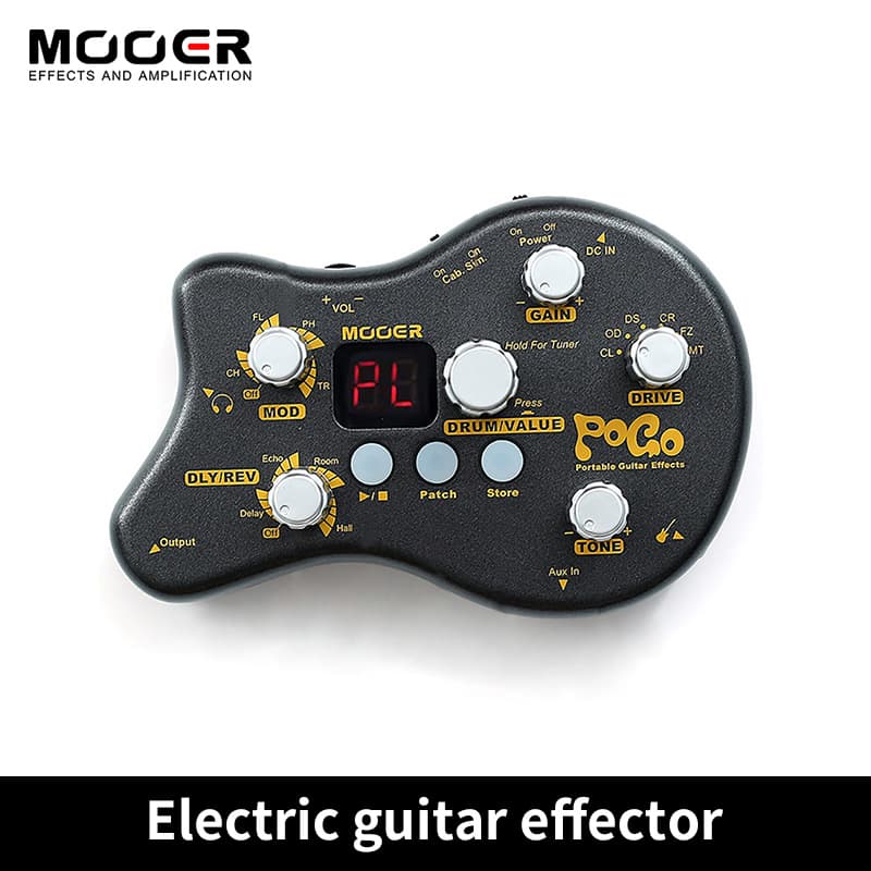 Mooer POGO Processador De Múltiplos Efeitos Para Guitarra Portátil Pedal De 15 Tipos De Efeito 40 Ritmos De Bateria Funç
