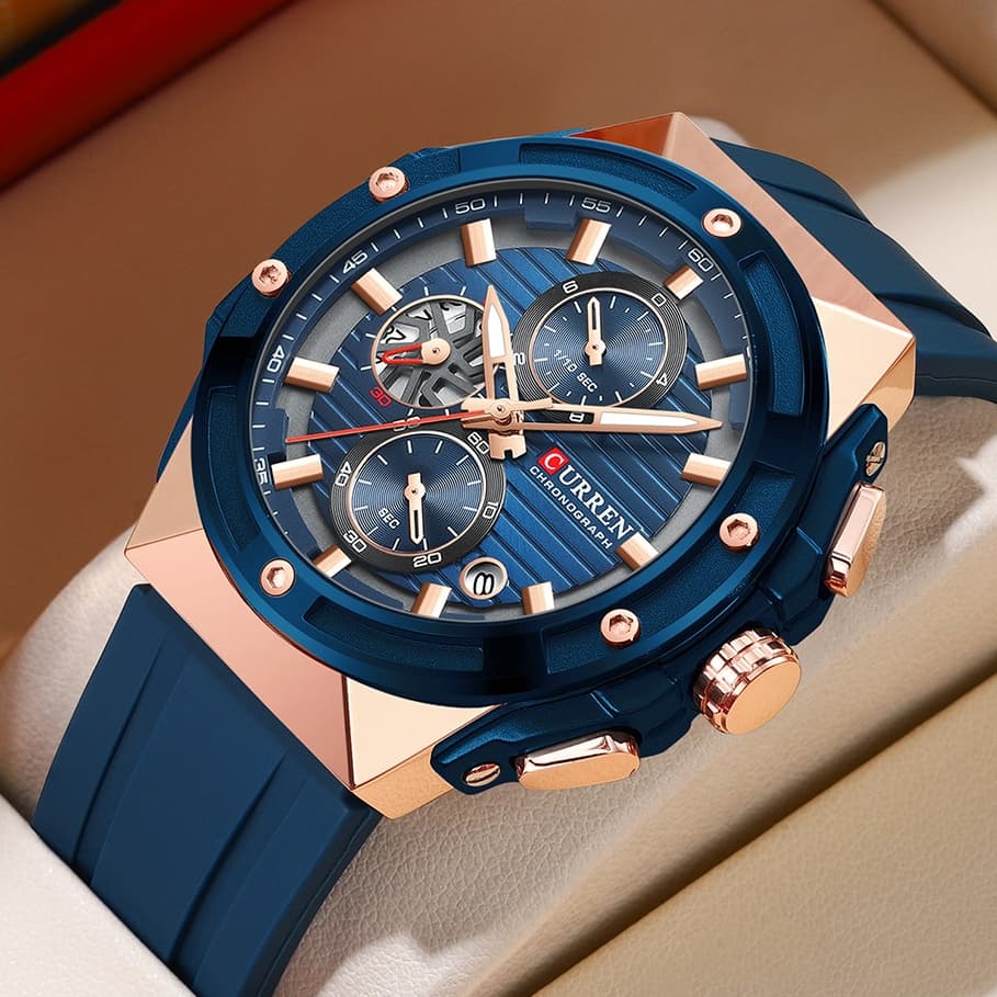 CURREN Relógio Masculino Marca Original Cronógrafo Multifuncional De Alta Qualidade Correia De Silicone Moda Casual Negócios Esportivos Quartzo À Prova D'água 8462X