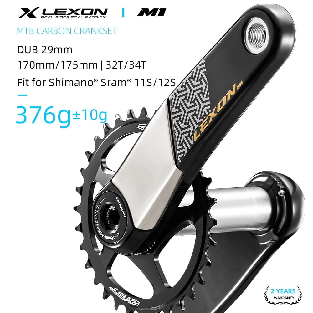 LEXON 376g Pedaleira De Carbono Ultraleve DUB 29mm Eixo 170mm 175mm Montagem Direta 32T 34T MTB 11S 12S
