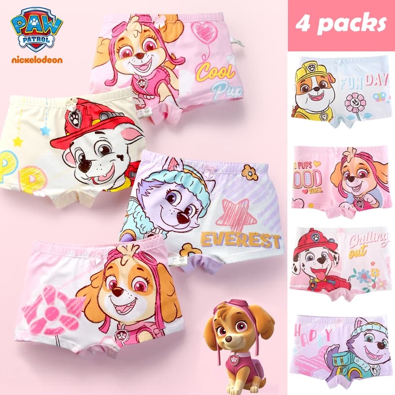 Calcinha infantil menina kit 4 un 0 a 13 anos 100% ALGODÃO.Patrulha da pata