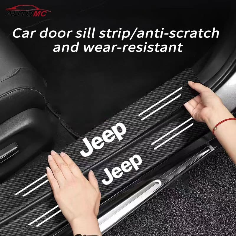Jeep Adesivo para soleira de porta de carro Faixa decorativa de fibra de carbono para soleira Resistente A Arranhões Par
