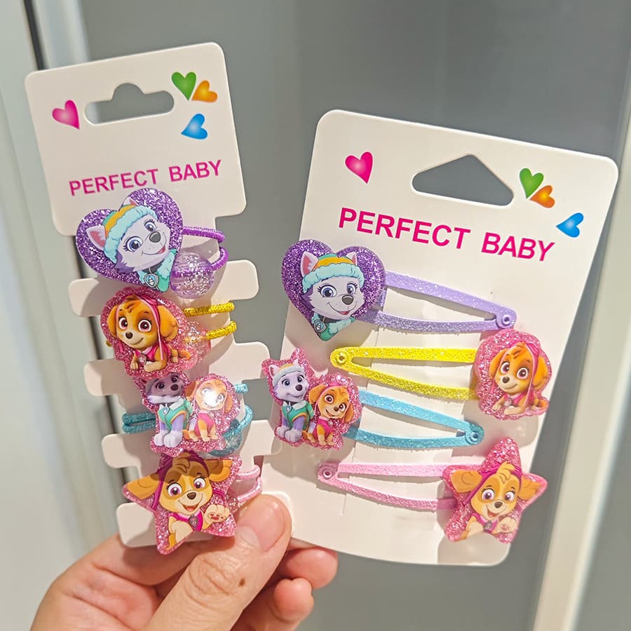 4/6Pcs/Set PAW Patrol Kids Clip De Cabelo ﻿ Doce Cor Faixa Lateral Meninas Clipes Snap