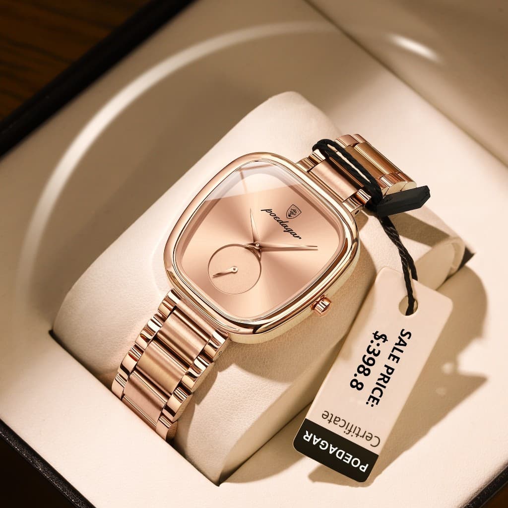 POEDAGAR Rel贸gio Feminino De Luxo Em Ouro Rosa Para Mulheres Rel贸gio Feminino Original De A莽o Inoxid谩vel 脌 Prova D'谩gua Rel贸gio De Pulso De Quartzo Rel贸gios Femininos Elegantes + Caixa